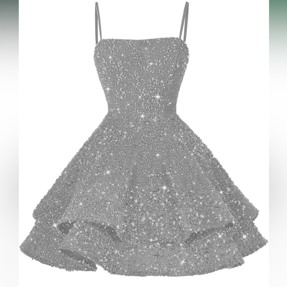 Y2K Silver/Grey sequin Mini Party Dress